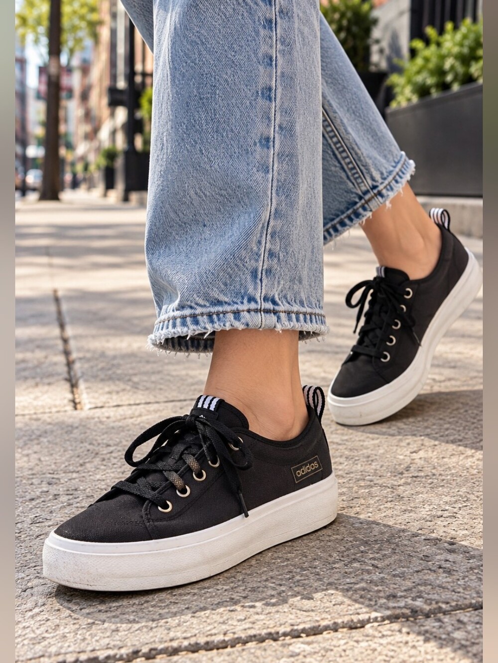 Adidas Black Canvas Platform Sneakers Women’s Size 7